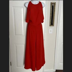 Anthropologie dRA Los Angeles Cold Shoulder Cropped Cami Jumpsuit - Chili Red -M
